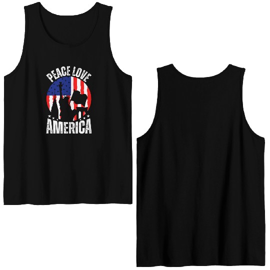"Peace Love America Labor Day Double Sided Tank Tops - Celebrate
