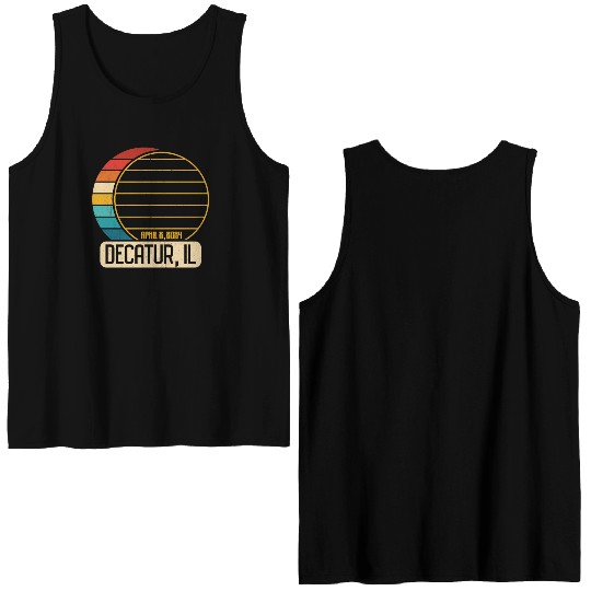Total Solar Eclipse Illinois Decatur April 28 2024 Double Sided Tank Tops