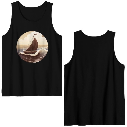 Chocolate Sailboat at Sunset Double Sided Tank Tops