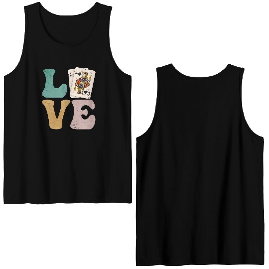 Blackjack Gambling Cards Double Sided Tank Tops