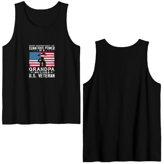 US Army Veteran Grandpa Double Sided Tank Tops
