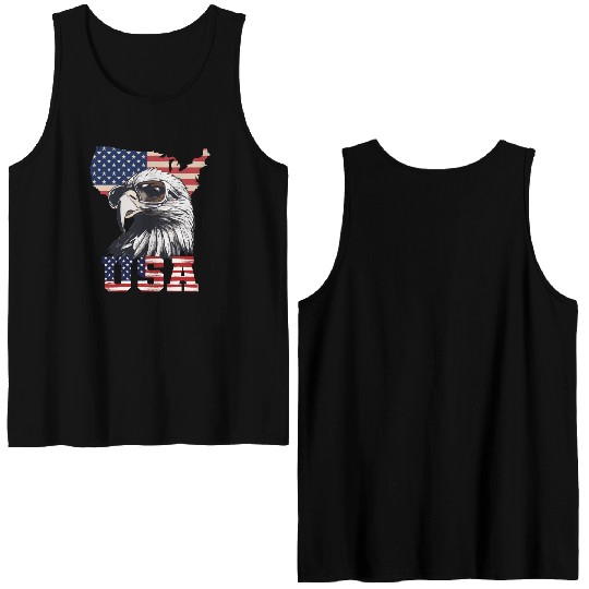 gift idea bald eagle american flag Double Sided Tank Tops