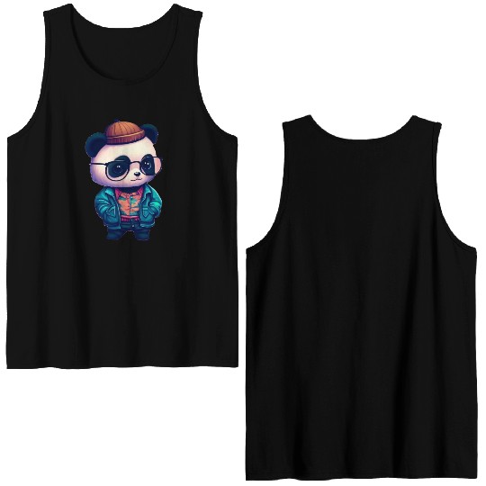 Kenta the Hipster Panda Cute Kawaii Anime Japan Double Sided Tank Tops