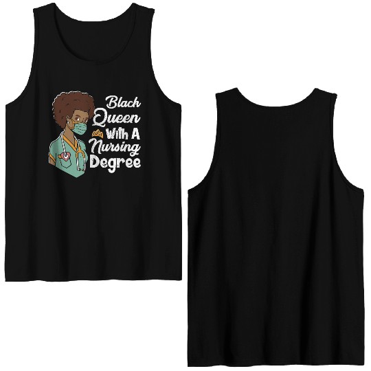 Black Queen With A Nursing Degree Double Sided Tank Tops