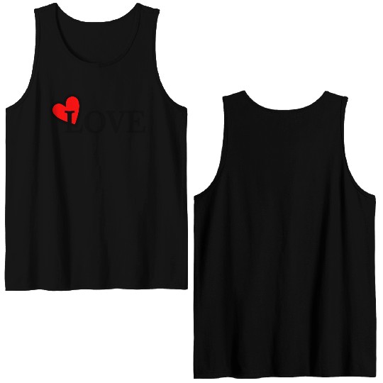 Text 'LOVE' with heart in L for love Double Sided Tank Tops