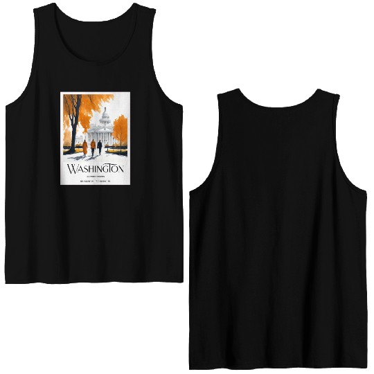 Watercolor painting loving couple in Washington DC Double Sided Tank Tops