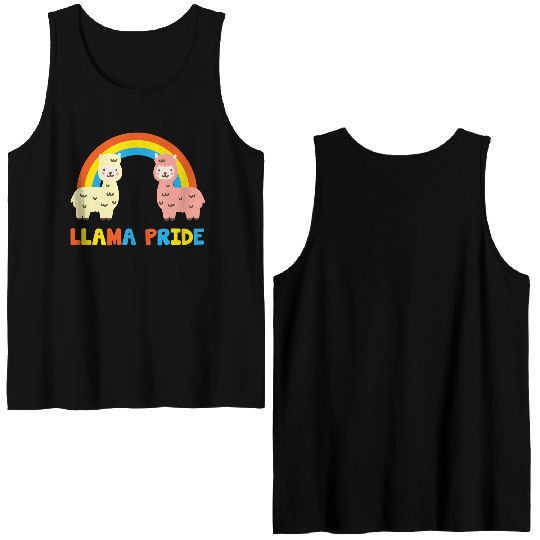 Llama Pride Alpaca Gay Fun Sweet Rainbow Double Sided Tank Tops