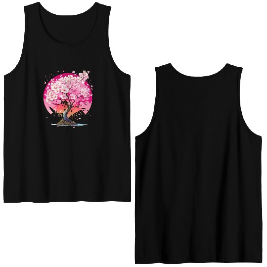 Cherry Blossom Double Sided Tank Tops