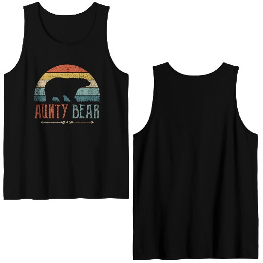 Aunty Bear Vintage Retro Aunt Present Auntie Double Sided Tank Tops