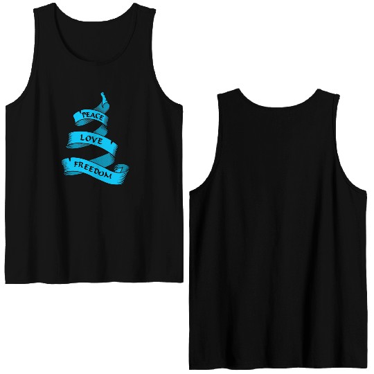 Peace love freedom blue Double Sided Tank Tops