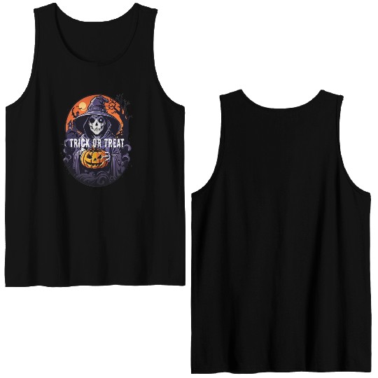 Halloween : trick or treat Double Sided Tank Tops