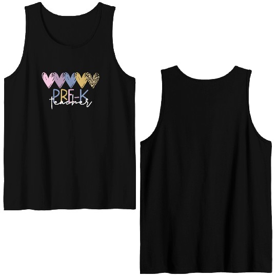 Pre-K Teacher Back To School Pre-K Teacher Double Sided Tank Tops