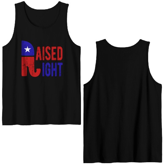 Raised Right Proud Republican Elephant Logo Usa Double Sided Tank Tops