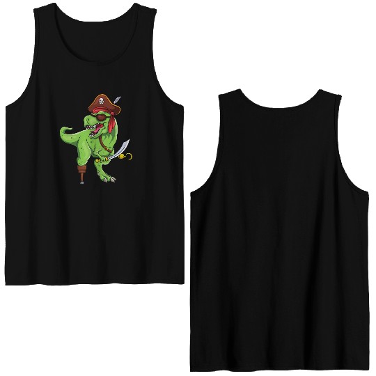 Roar Dinosaur Jolly Pirate Decor Lazy Halloween Double Sided Tank Tops