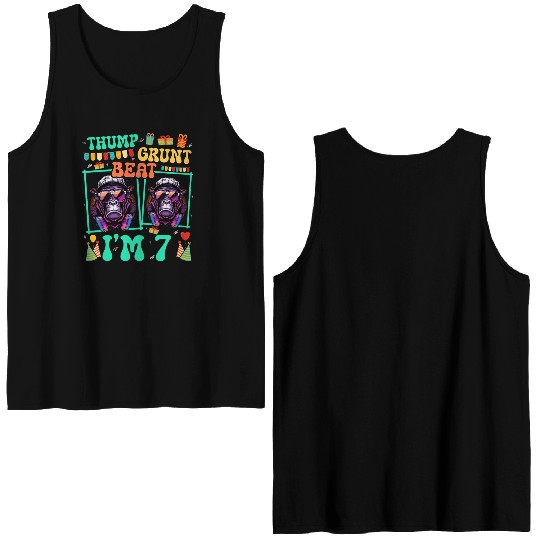 Thump Grunt Beat I'm 7 Gorilla Lover Kid 7th Double Sided Tank Tops
