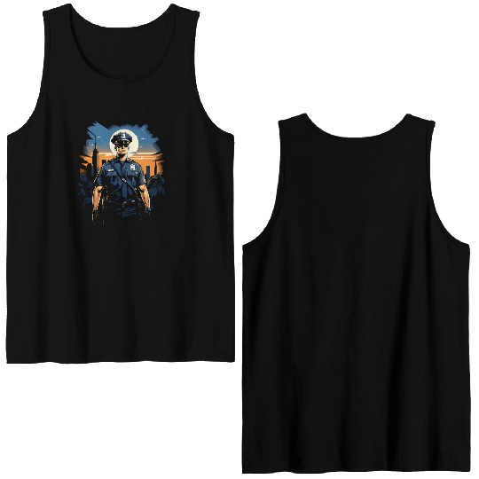 Police OfficerLaw Enforcement USA Patriotic Police Double Sided Tank Tops