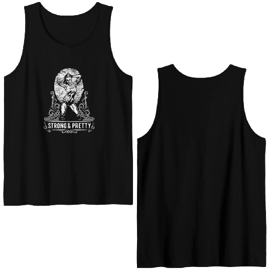 Gym Double Sided Tank Tops Retro Bodybuilding Women Strong & Pretty