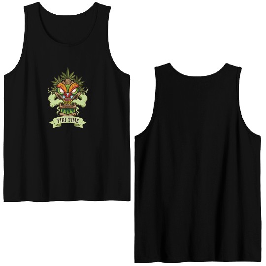 Tiki Mask Hawaiian Decor Luau Party South Pacific Double Sided Tank Tops