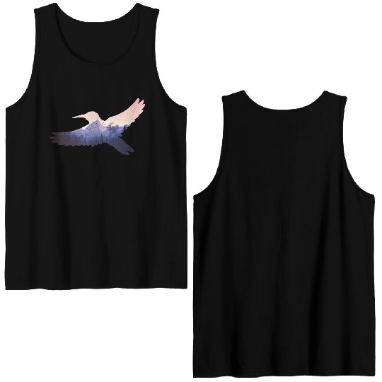 Hummingbird Bird Mountains Fly Nature Paradise Double Sided Tank Tops
