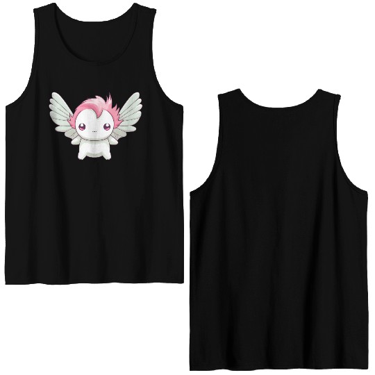 Sweet Axolotl with Angel Wings: Heavenly Design Double Sided Tank Tops