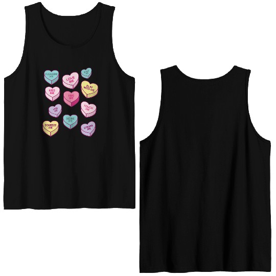 Love Me Kiss Me Pleasure Me Candy Hearts Double Sided Tank Tops