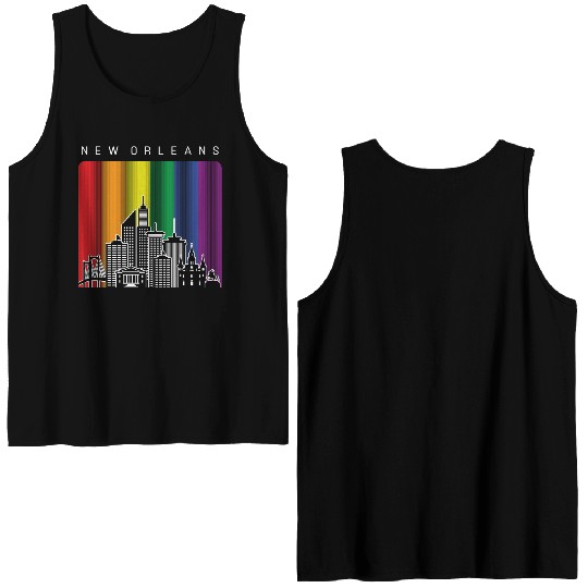New Orleans Louisiana Rainbow Flag LGBT Pride Double Sided Tank Tops