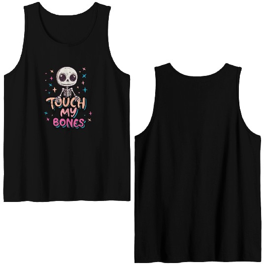 Cute Halloween skeleton - Touch my bones Double Sided Tank Tops