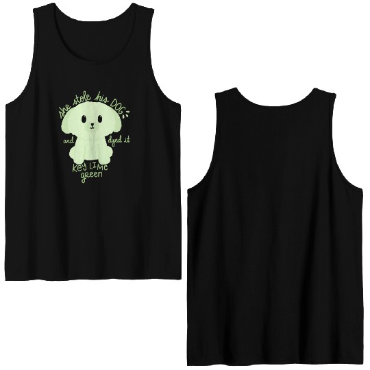 Key Lime Green Dog Double Sided Tank Tops