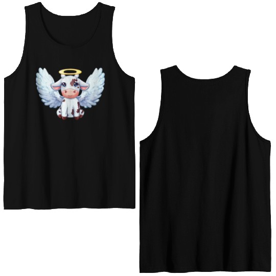 cow angel wings farm halo Double Sided Tank Tops