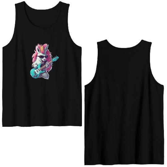 Punk unicorn guitarist Double Sided Tank Tops