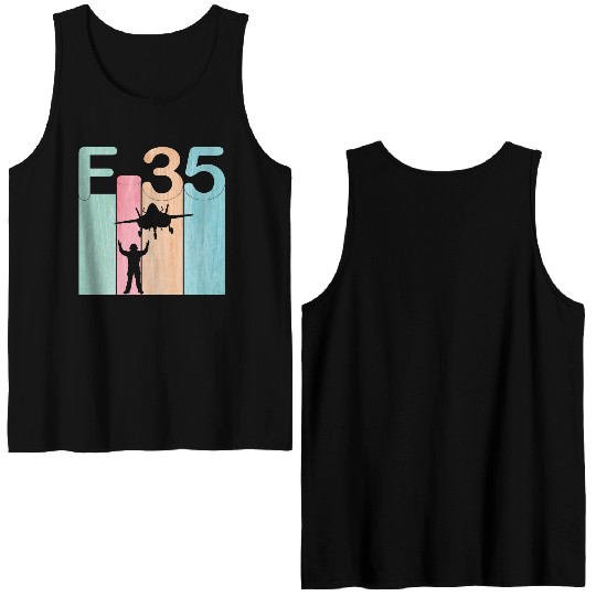 F35 Vintage Air Force Fighter Jets Double Sided Tank Tops