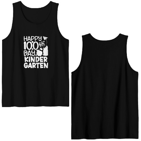 100th Day of Kindergarten Teacher Student Kid Double Sided Tank Tops