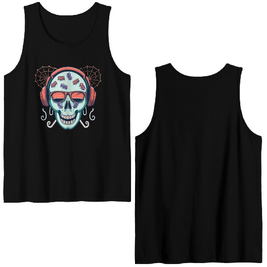 Skull Candy Halloween For Music Double Sided Tank Tops