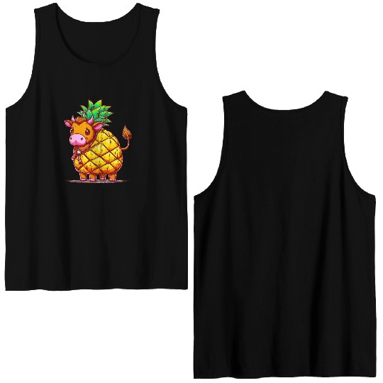 Cow in pineapple costume - Fruity joy Double Sided Tank Tops