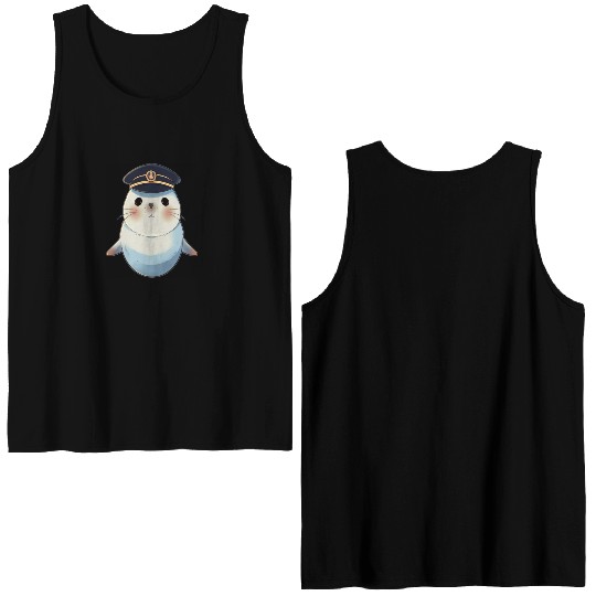 Seal Sailor Cap Boat Captain Cap Boating Seal Double Sided Tank Tops