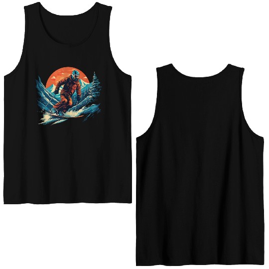 Skiing Off Piste Winter Fun for a Skiers Double Sided Tank Tops