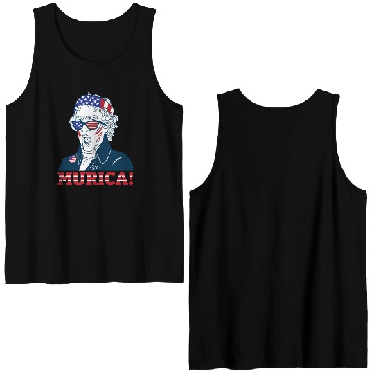 Patriotic President Thomas Jefferson Murica Double Sided Tank Tops