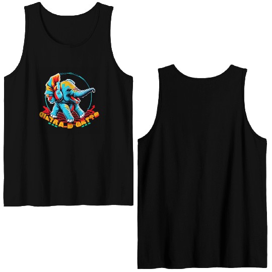Colorful elephant face Double Sided Tank Tops