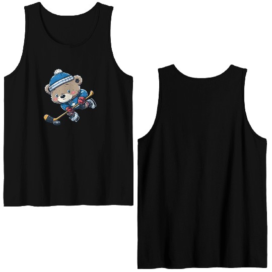 Hockey Bear: The Strongest Ice Hockey Player on Double Sided Tank Tops
