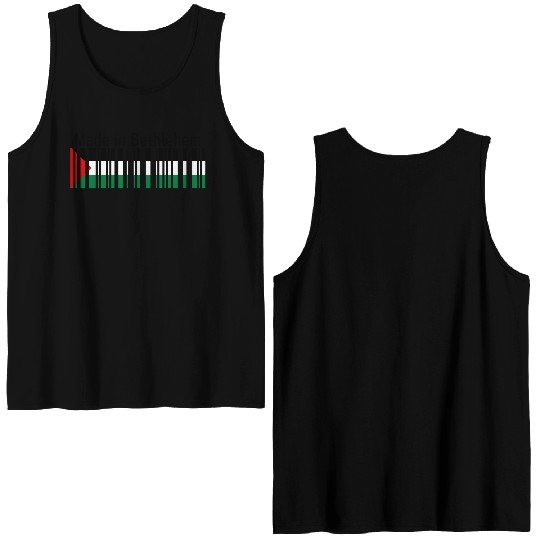 Made in Bethlehem Barcode Palestine Flag for Pales Double Sided Tank Tops