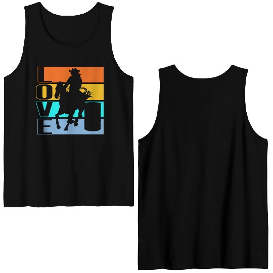 Horseback Riding Equestrian Colorful Horse Lovers Double Sided Tank Tops