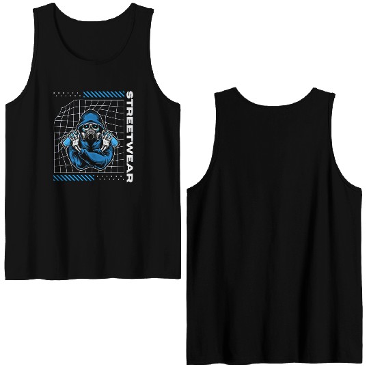 Skeleton Graffiti Artist Streetwear Double Sided Tank Tops