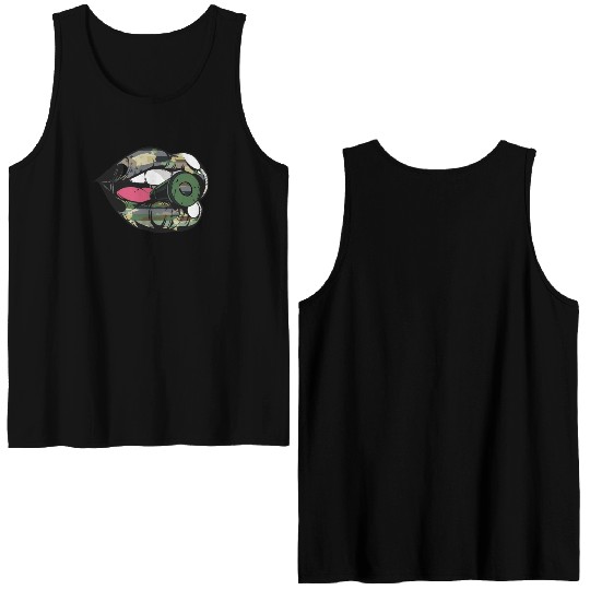 US Armed Forces Military Lip Bullet Army First Res Double Sided Tank Tops