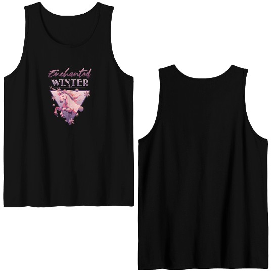 Enchanted Winter 80s Retro Lilac Unicorn Double Sided Tank Tops