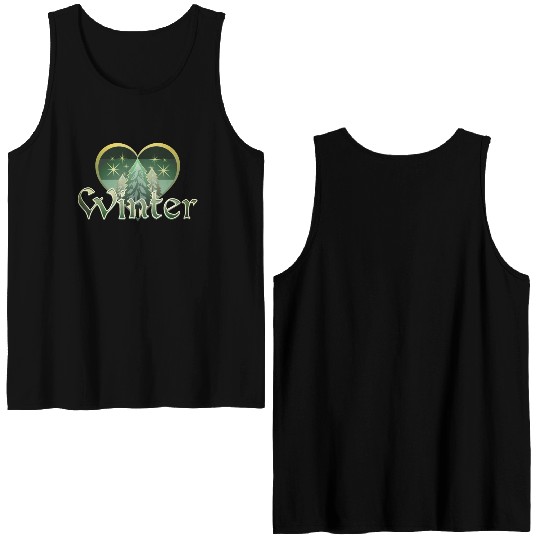 Winter Heart Evergreen Retro Sunset Double Sided Tank Tops