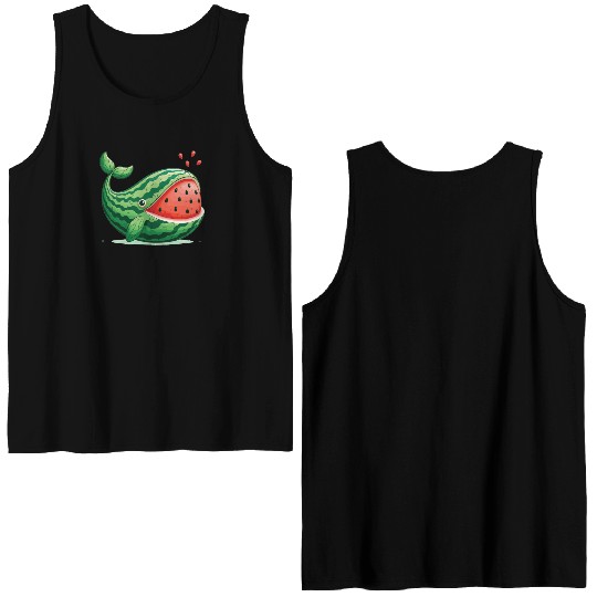 Melon Whale Funny Animal Made Of Vegetables Double Sided Tank Tops