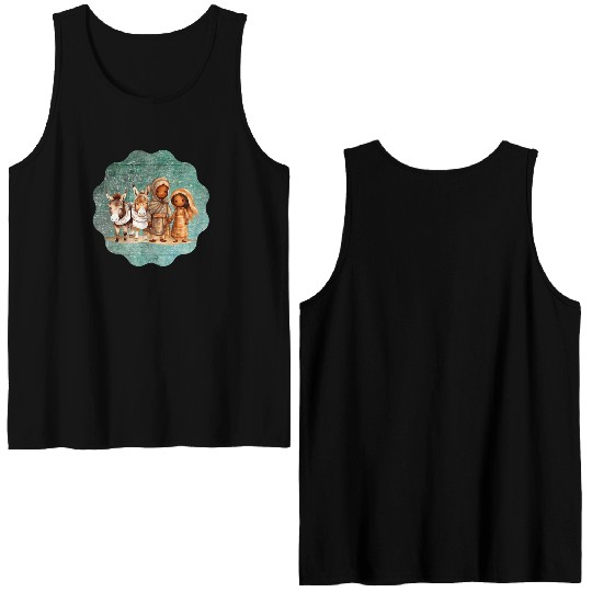 Christmas Nativity Scene Shepherds and Sheep Double Sided Tank Tops