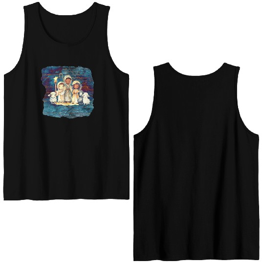 Christmas Nativity Scene Shepherds and Sheep Double Sided Tank Tops