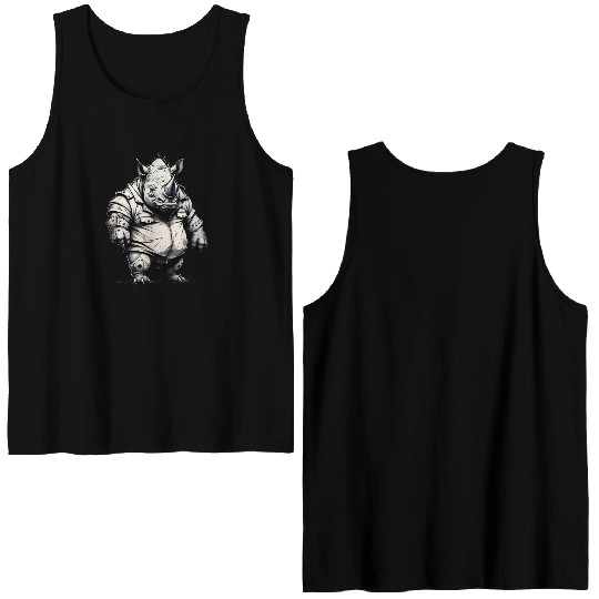 Combative Rhinoceros Double Sided Tank Tops