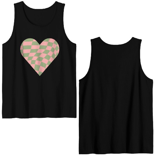 Checkered Heart Double Sided Tank Tops